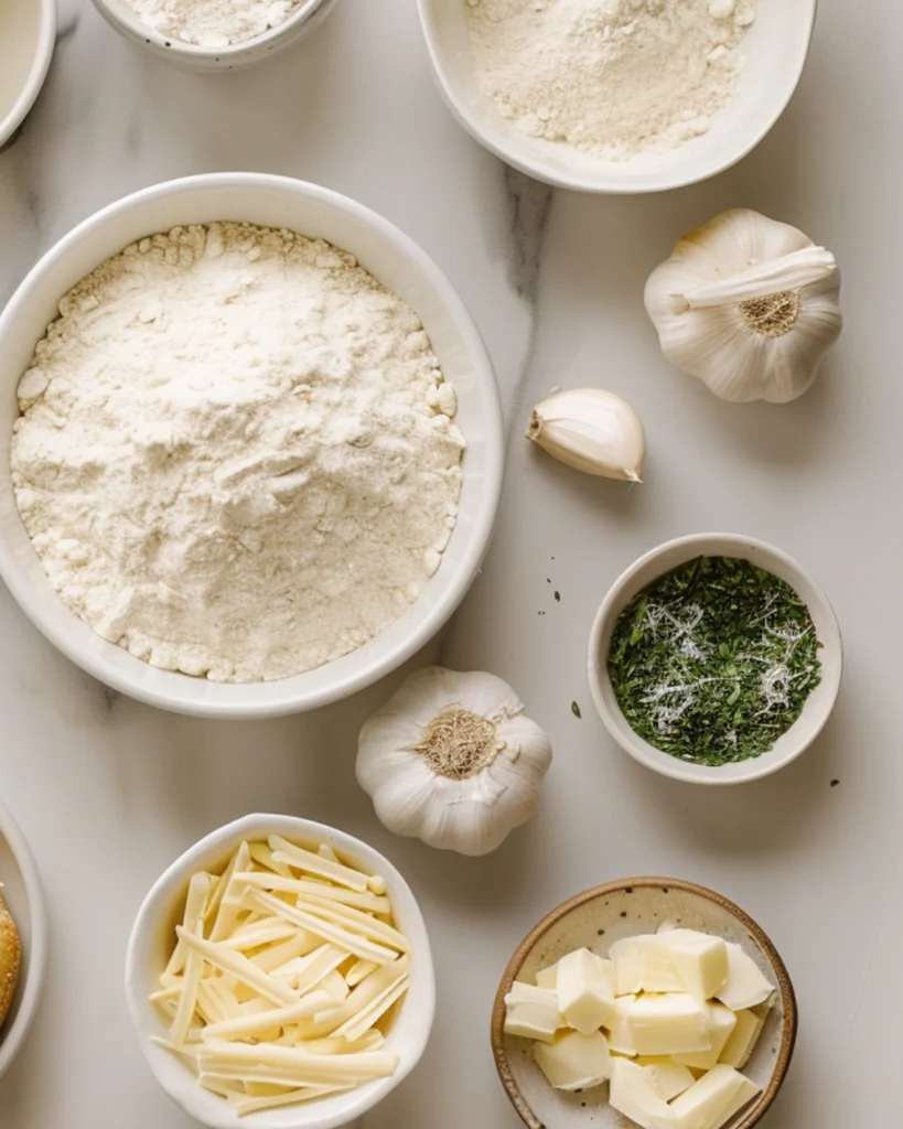 Ingredients for sourdough discard garlic bread