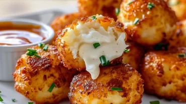 Two ingredient cottage cheese tots served in plate