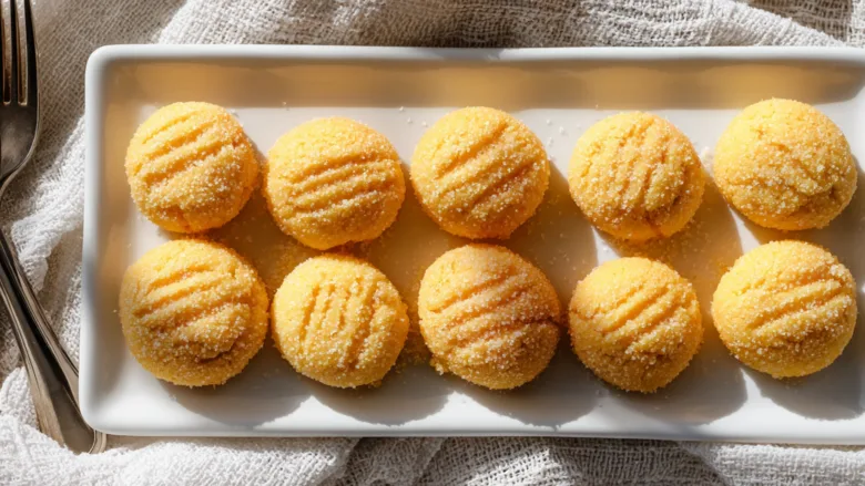A cozy plate of sweet orange cream cheese mints in warm sunlight.