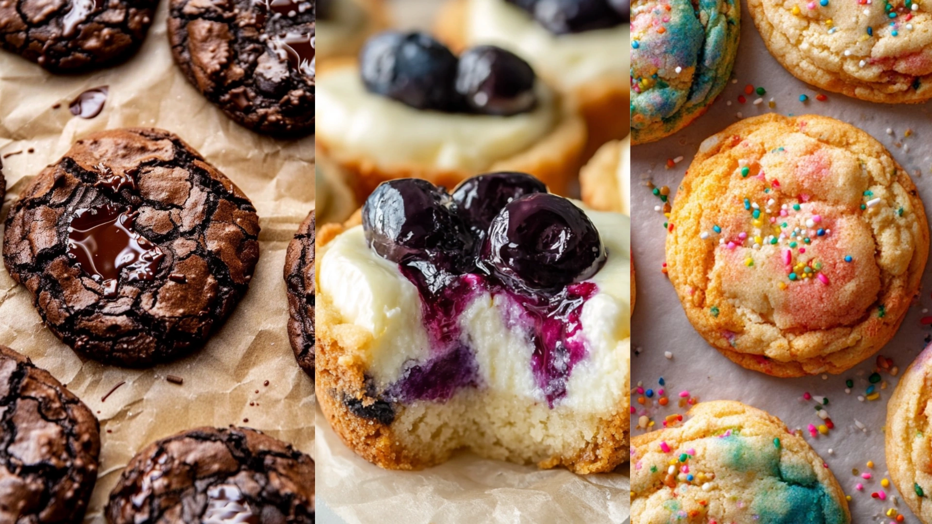 Best cookie recipes featuring chocolate chip, crinkle, thumbprint, and cheesecake cookies on a cozy baking table