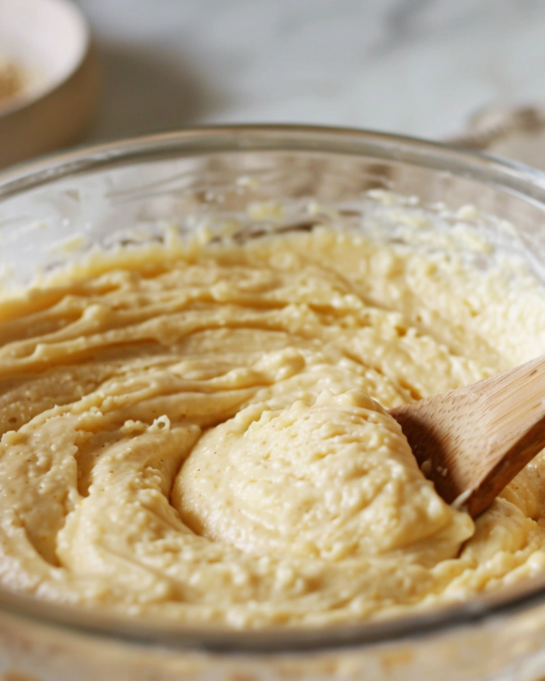 mixing cornbread batter in bowl