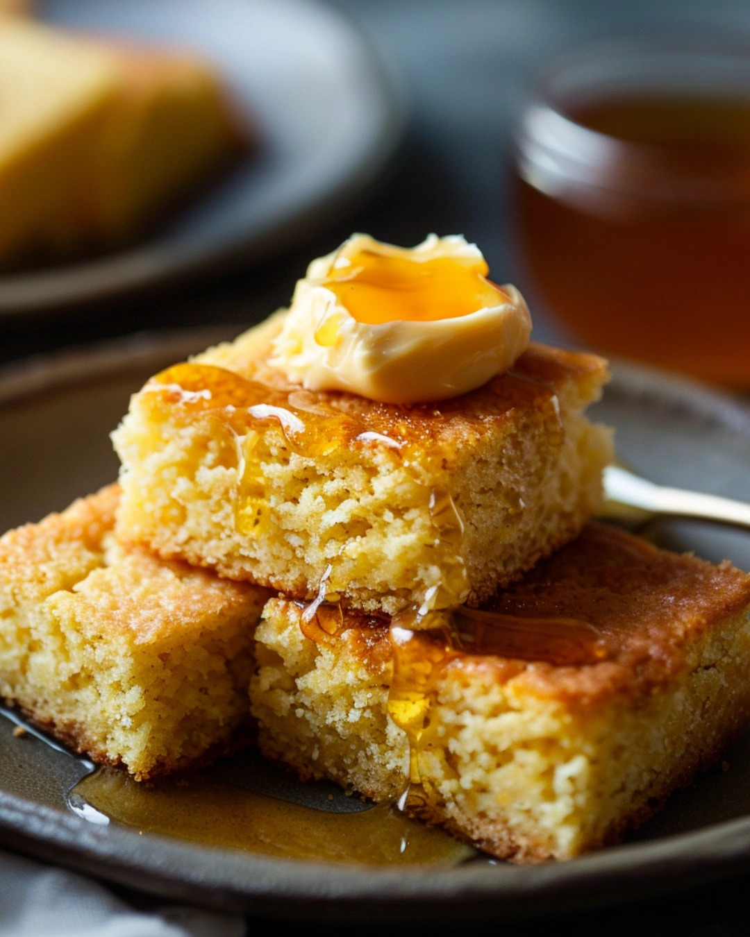 serving cornbread with honey butter