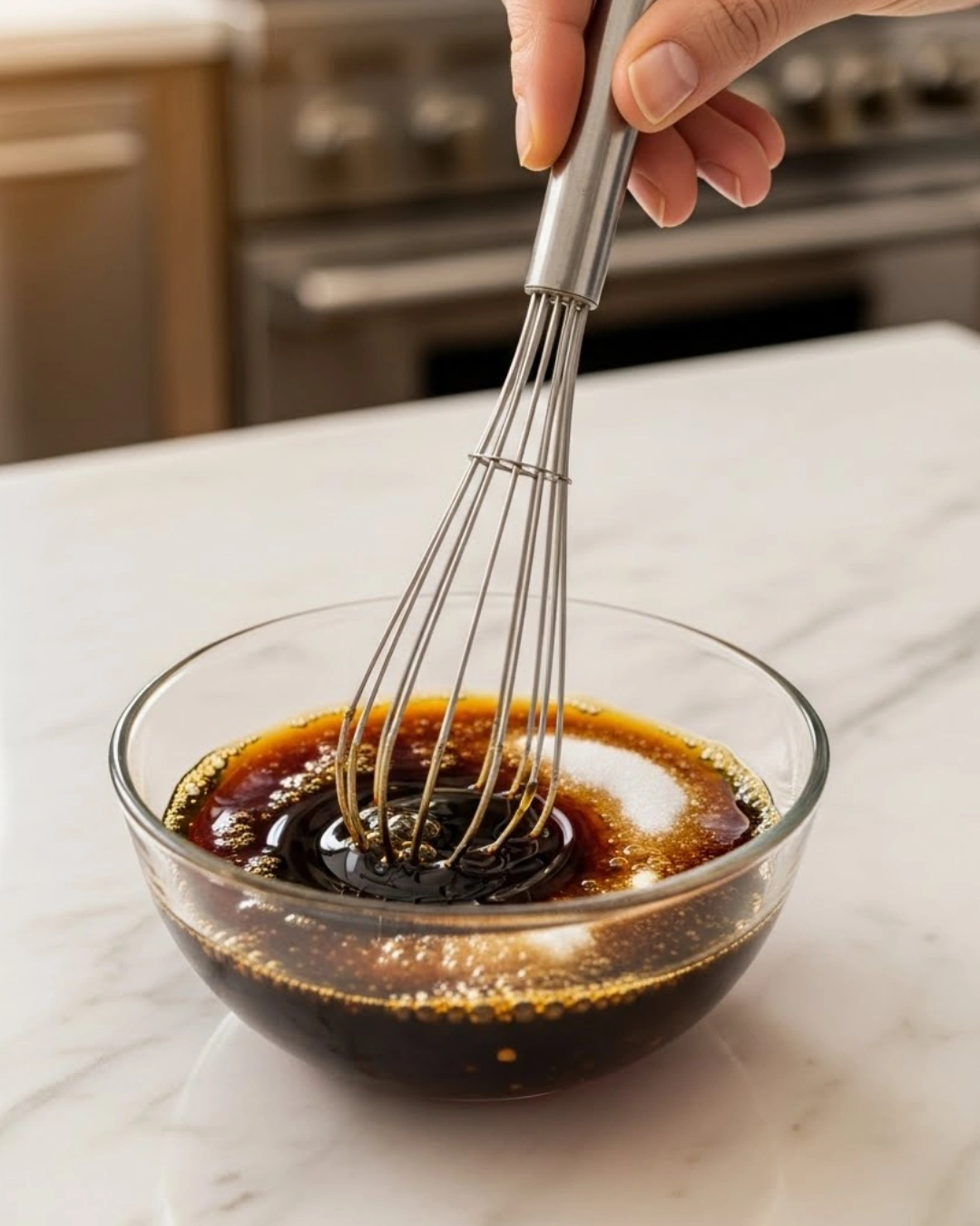 Golden crispy potstickers cooking in a nonstick pan