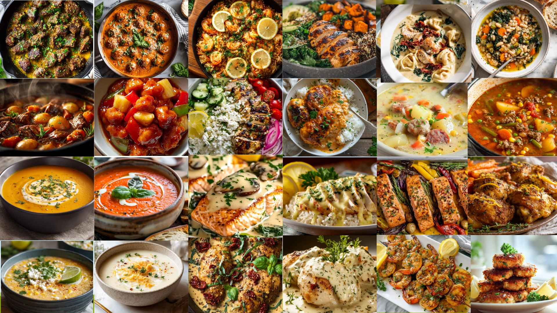 Easy dinner ideas with one-pan meals, pasta, soups, and bowls