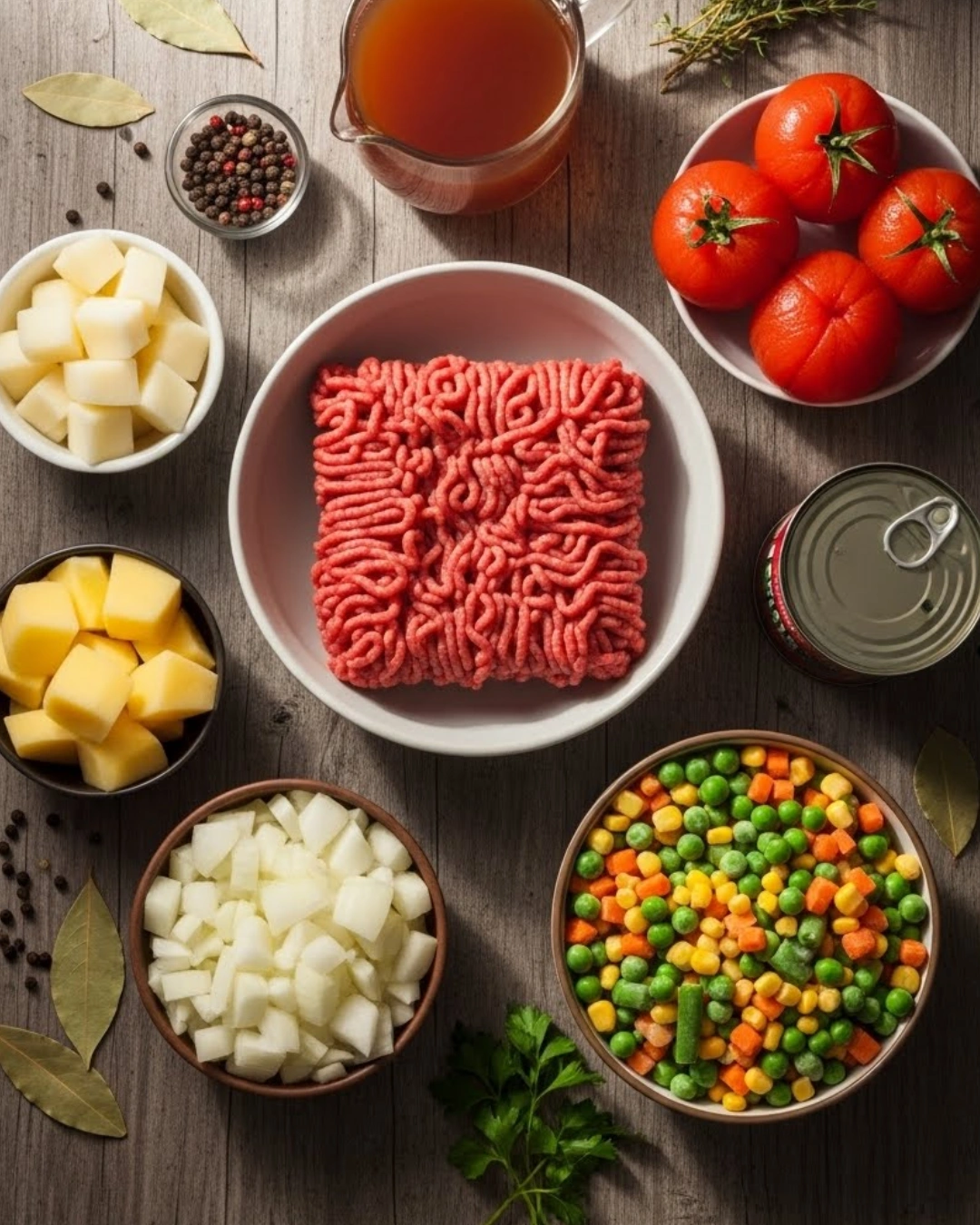 Ingredients for easy hamburger soup