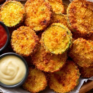 Extra Crispy Fried Zucchini with dipping sauces