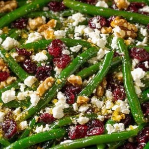 Green bean salad with feta and cranberries