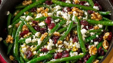 Green bean salad with feta and cranberries