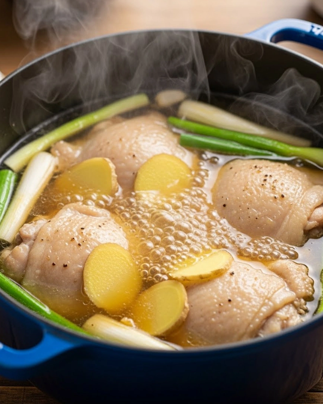 Adding noodles and carrots to ginger scallion chicken noodle soup