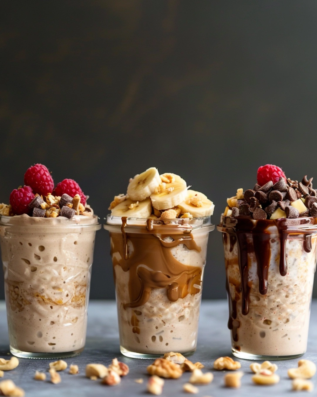 three flavors of overnight oats