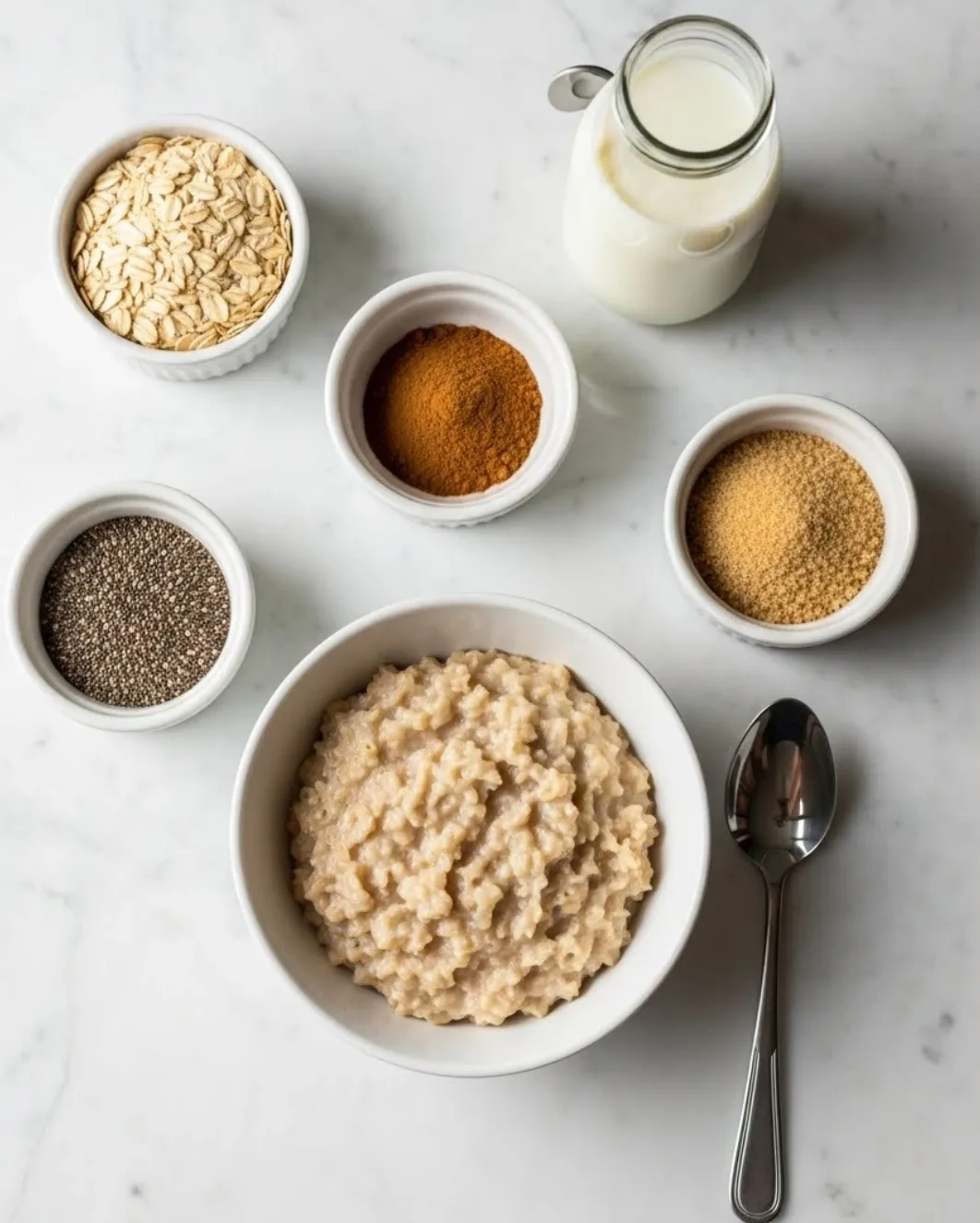 overnight oats ingredients flat lay