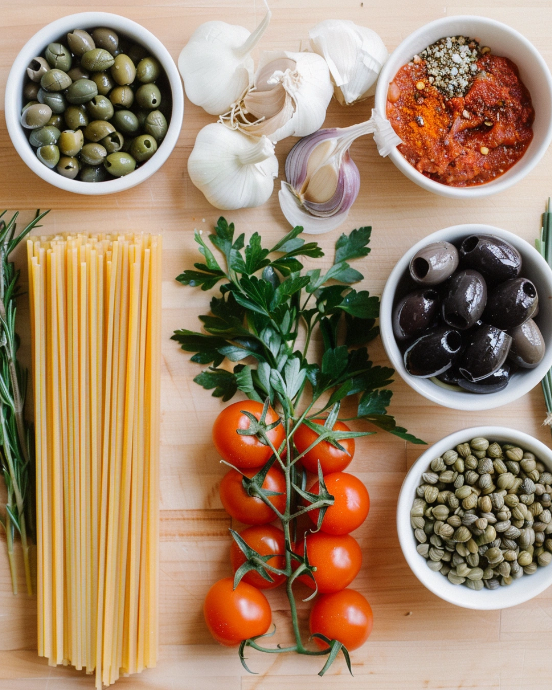 Ingredients for Pasta Puttanesca