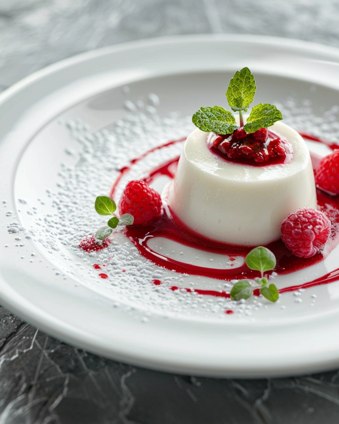 plated panna cotta dessert presentation