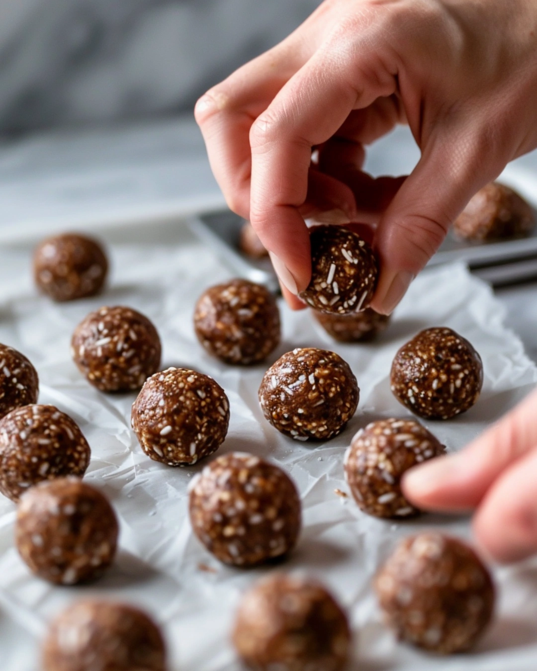 rolling low sugar energy balls by hand