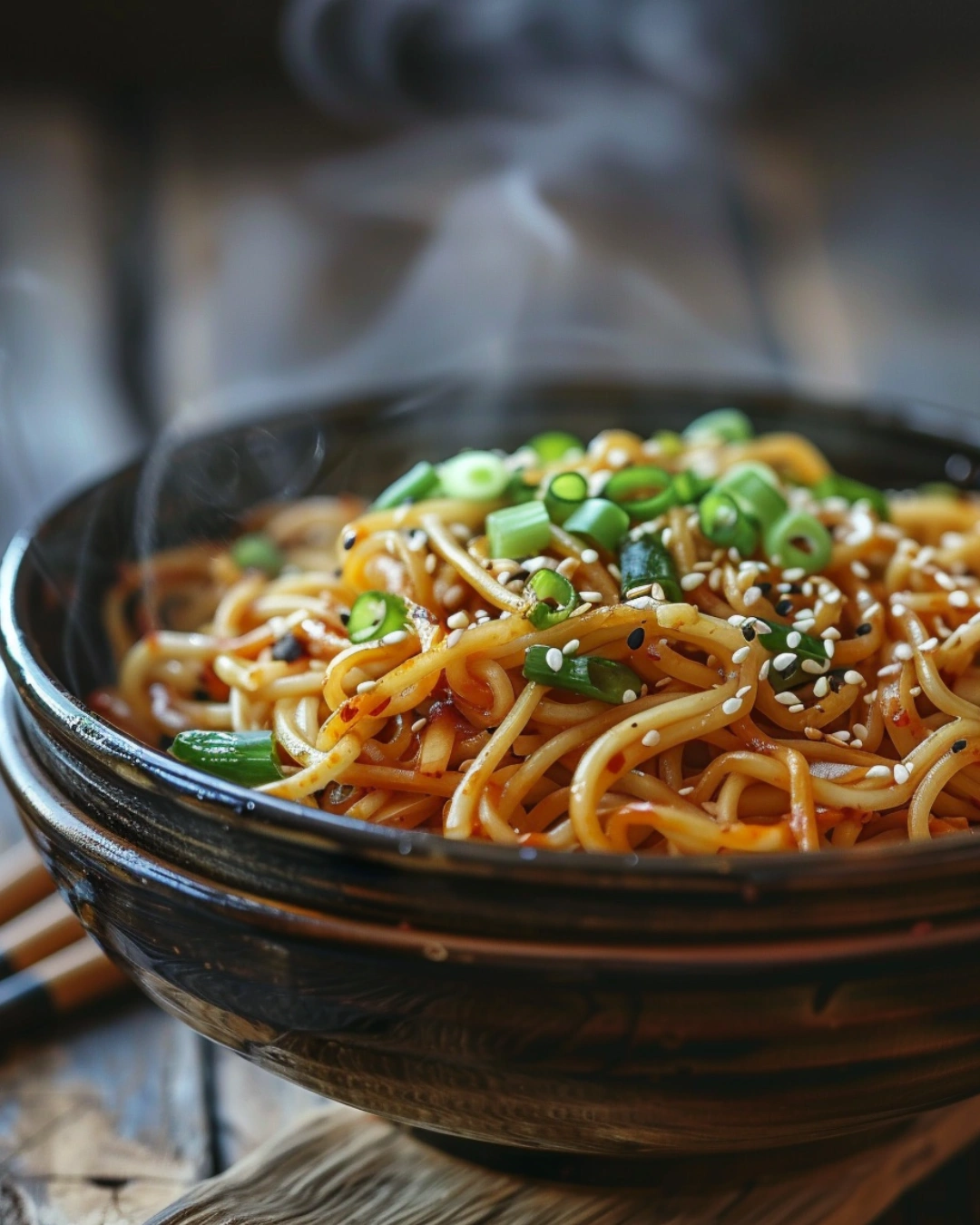 Served spicy noodles recipe with egg
