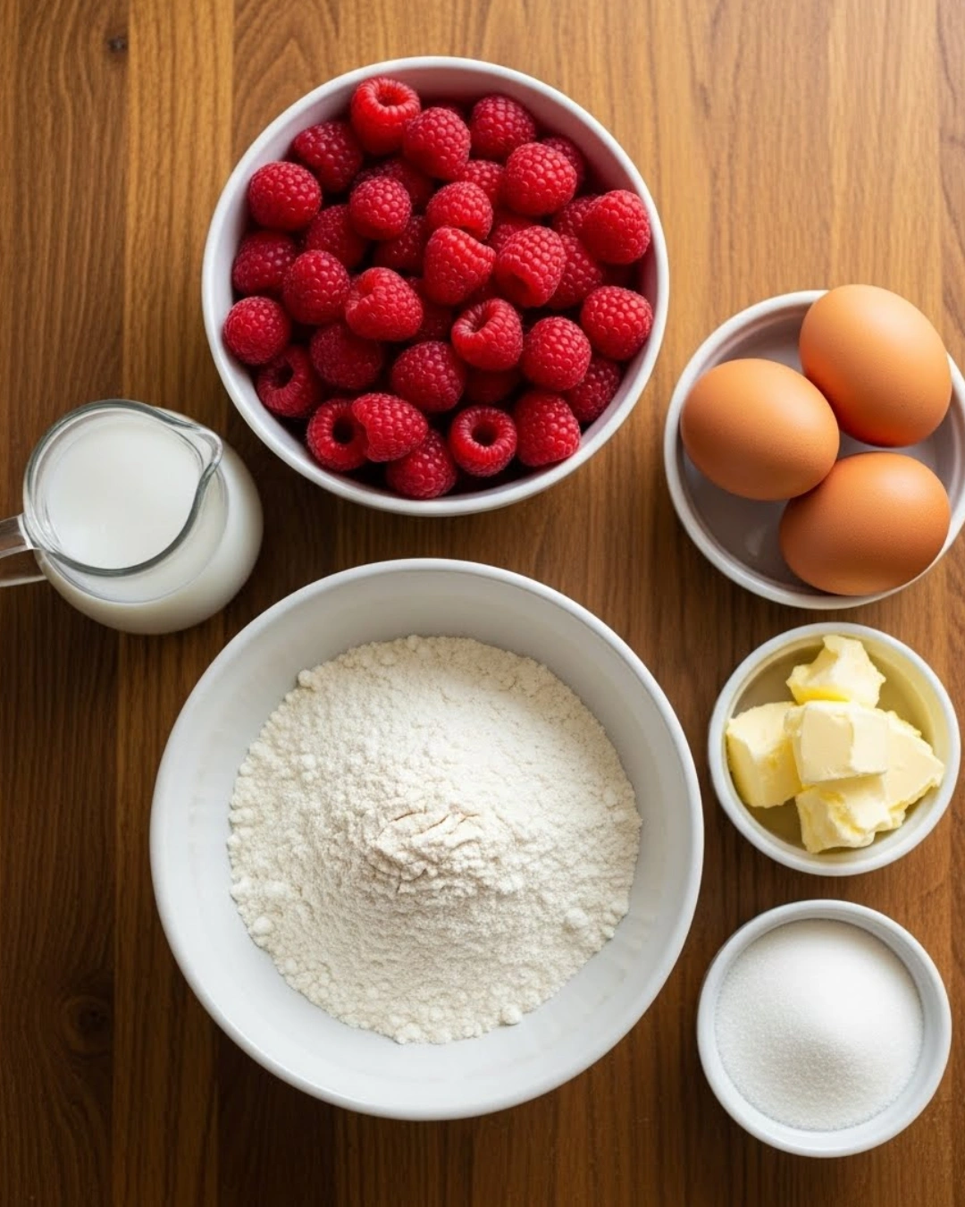 Snowball Cake ingredients flat lay