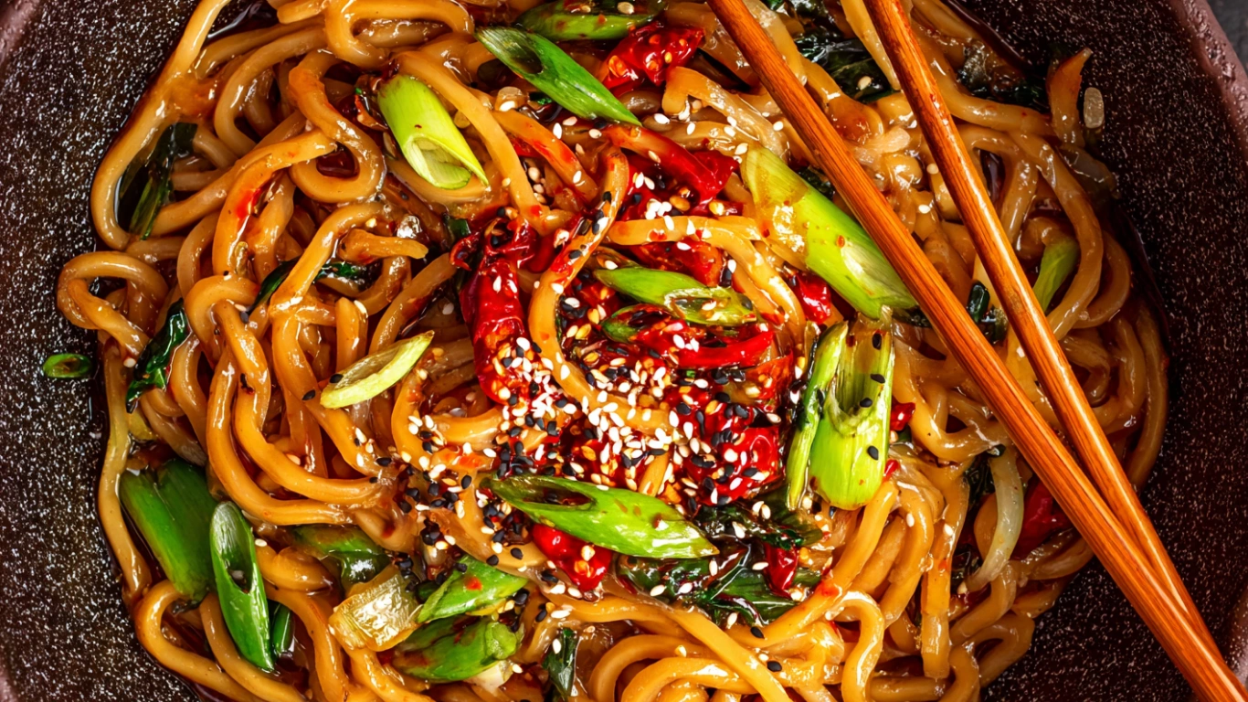 Spicy Noodles Recipe: 5 Easy Flavorful Twists 2 Spicy noodles recipe in rustic bowl