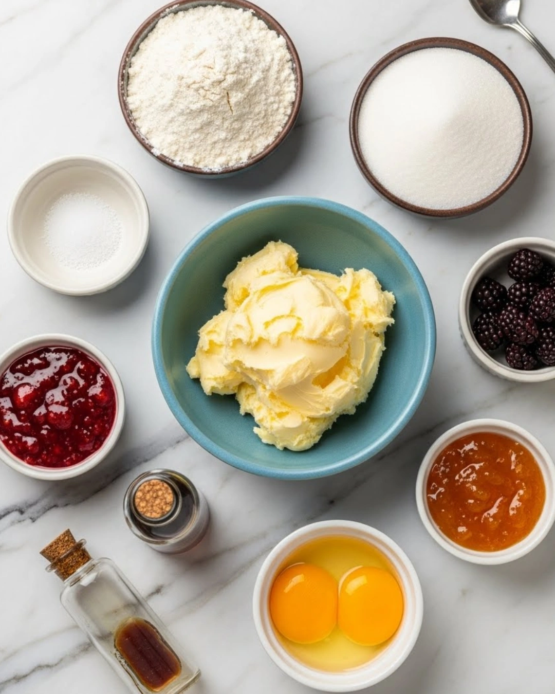thumbprint cookie ingredients on counter