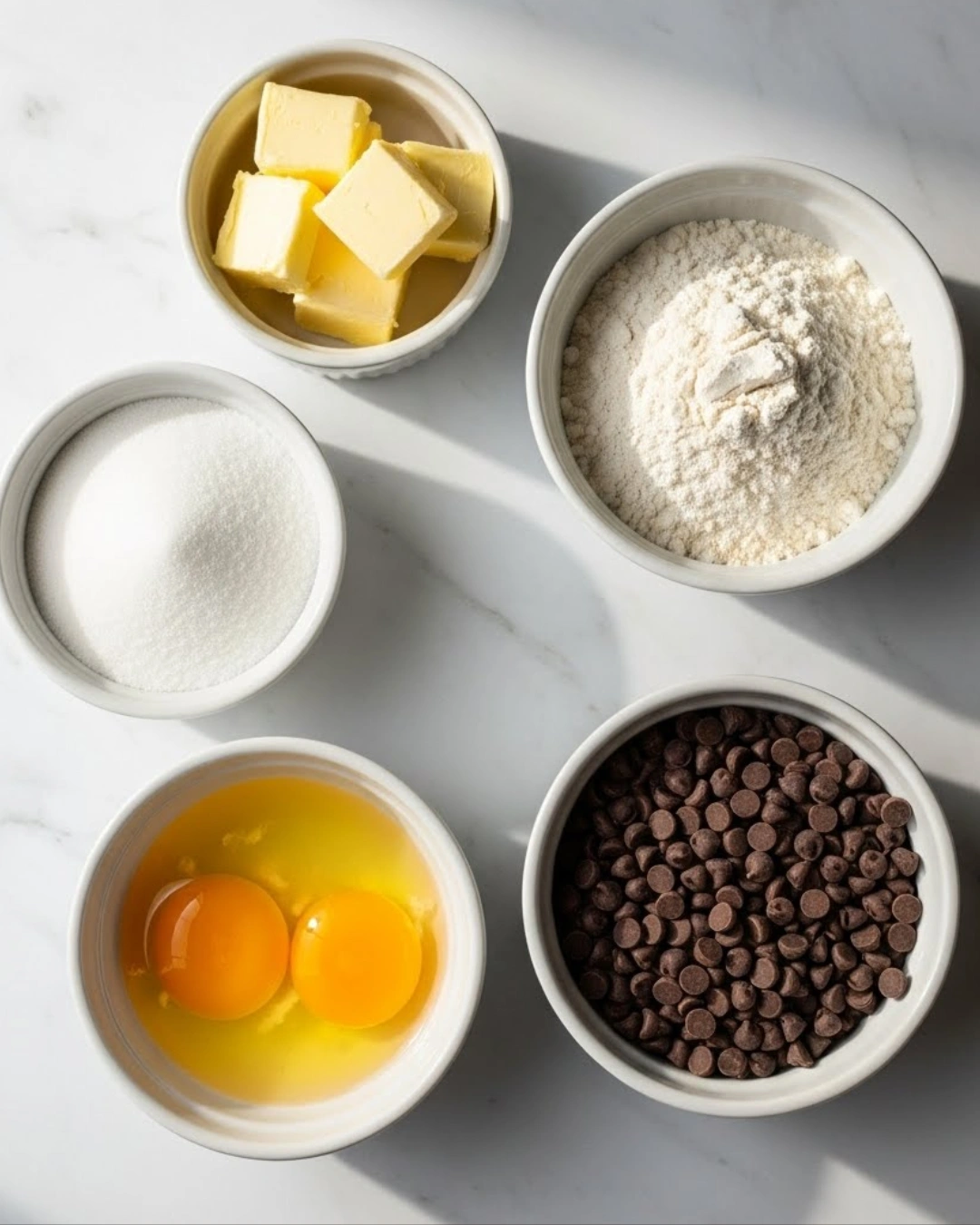 Toll House cookie ingredients flat lay