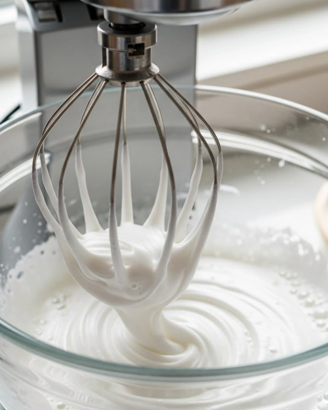 Whipping egg whites for raspberry angel food cake