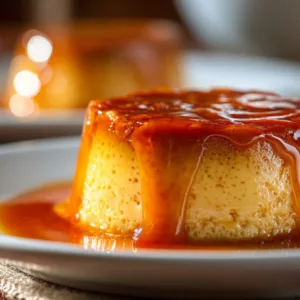 caramel pudding dessert with golden caramel topping