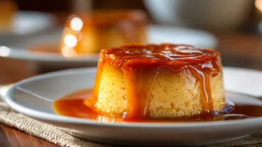 caramel pudding dessert with golden caramel topping