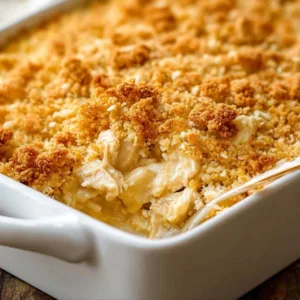 Chicken with Ritz Crackers Casserole Recipe baked golden