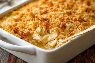 Chicken with Ritz Crackers Casserole Recipe baked golden