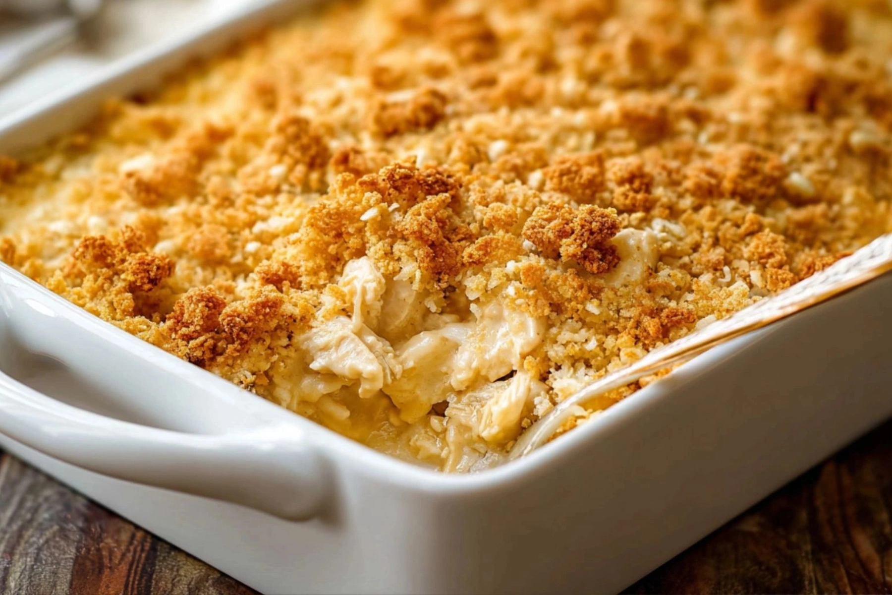 Chicken with Ritz Crackers Casserole Recipe baked golden