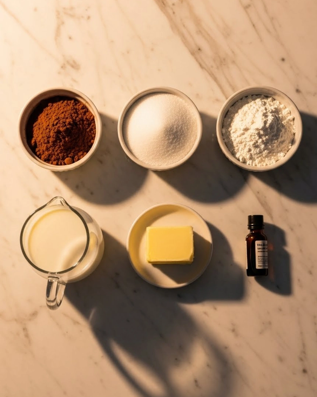 Chocolate Pudding Ingredients Flat Lay