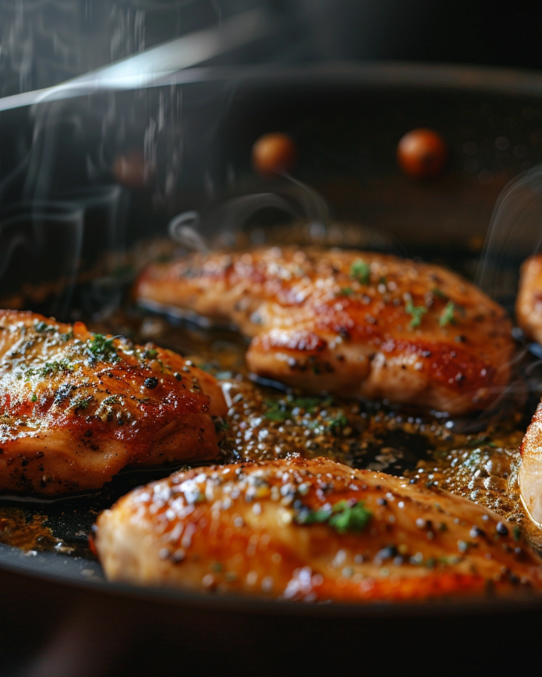 Chicken cooking in skillet