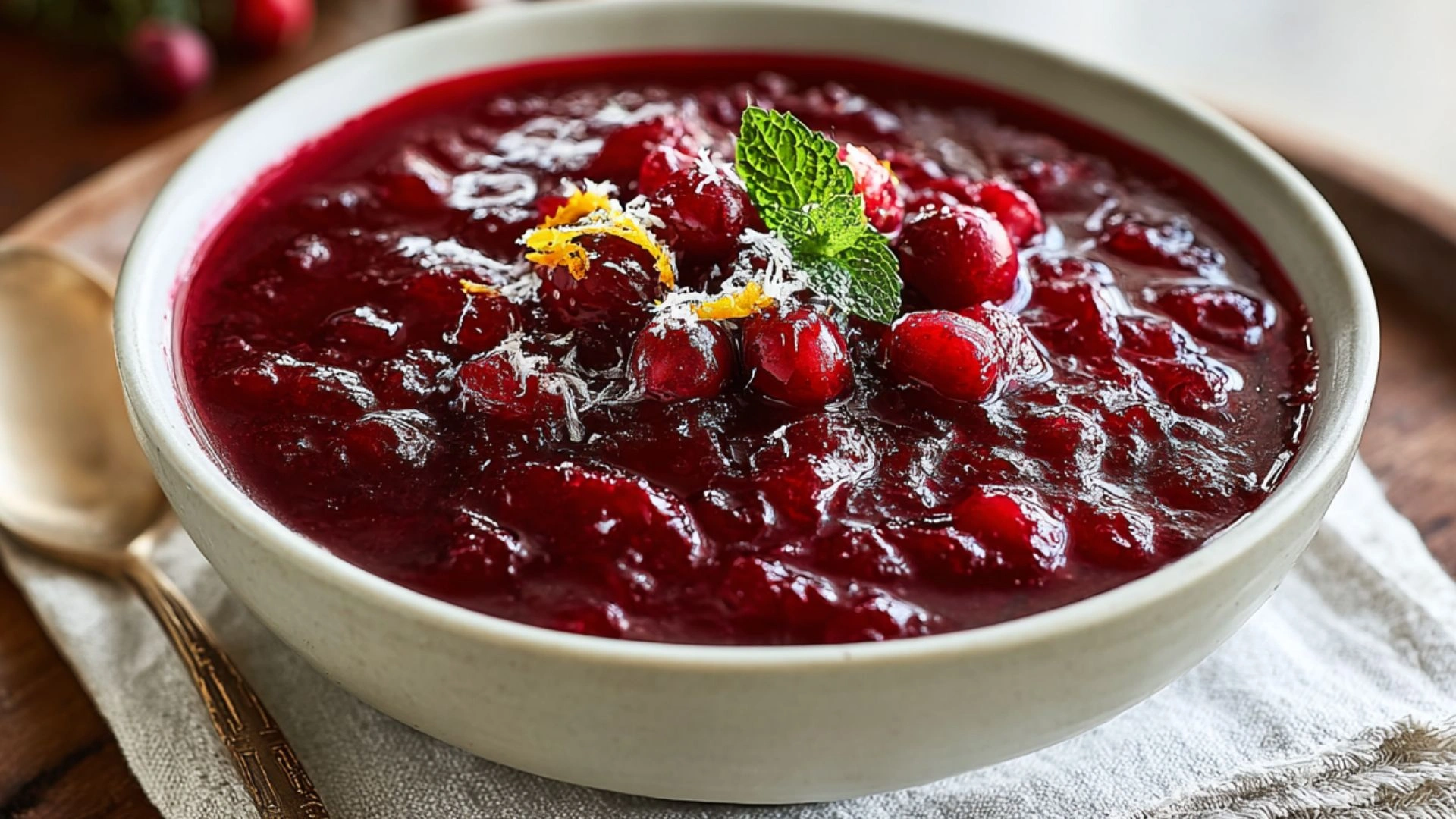 Homemade Cranberry Sauce in a cozy modern kitchen
