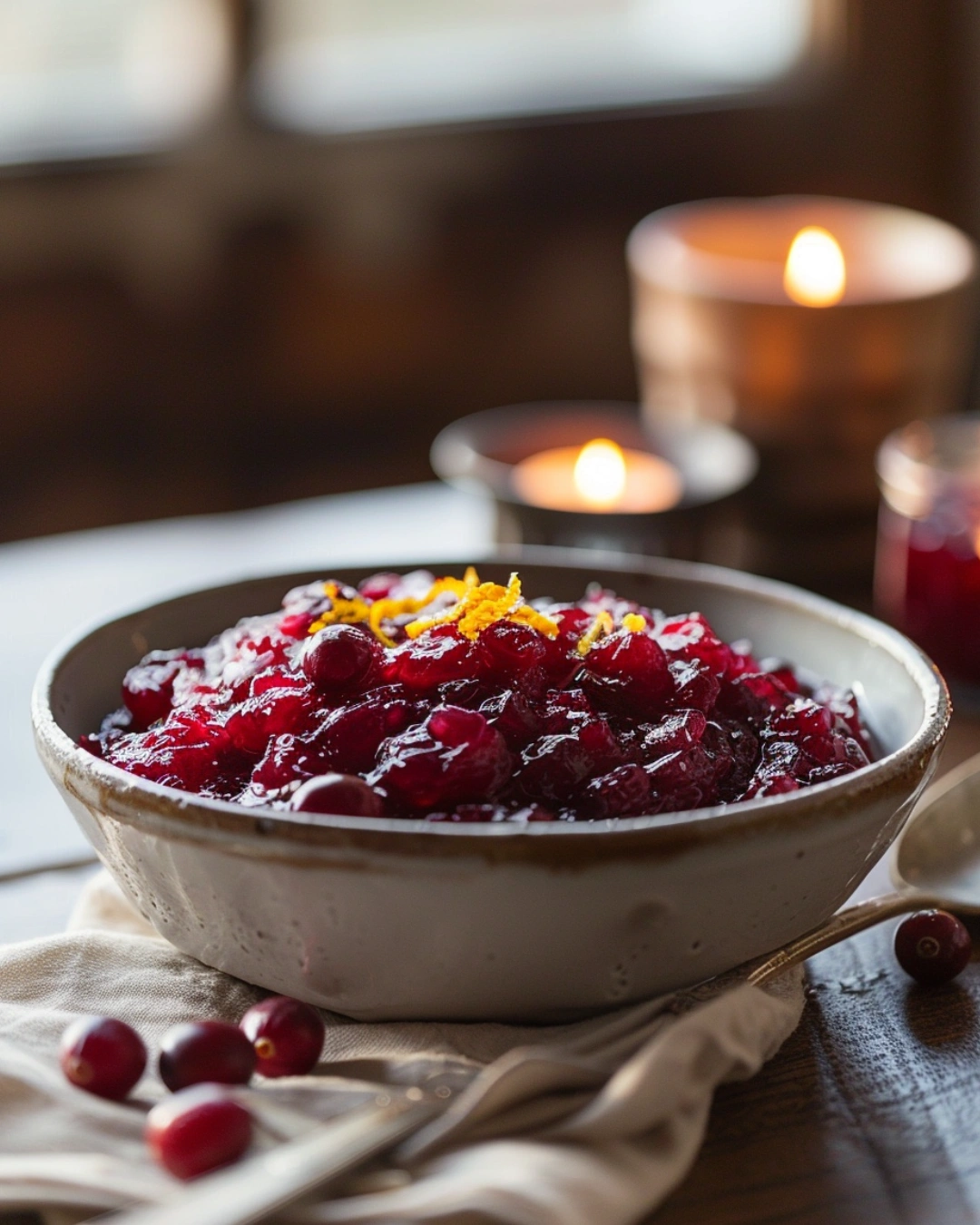 Cranberry Sauce Recipe: 5 Cozy Steps to Tangy Homemade Perfection 2 Cranberry sauce served in a ceramic bowl with orange zest garnish