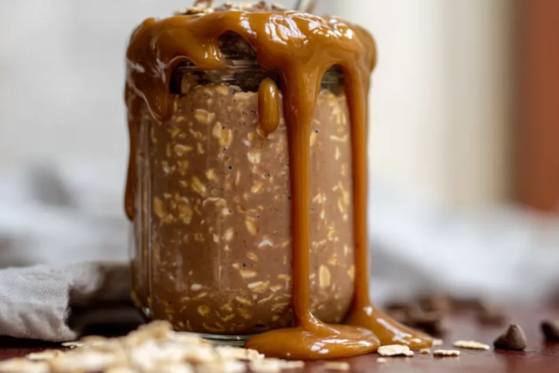 Decadent Mocha Coffee Overnight Oats in a cozy kitchen setting