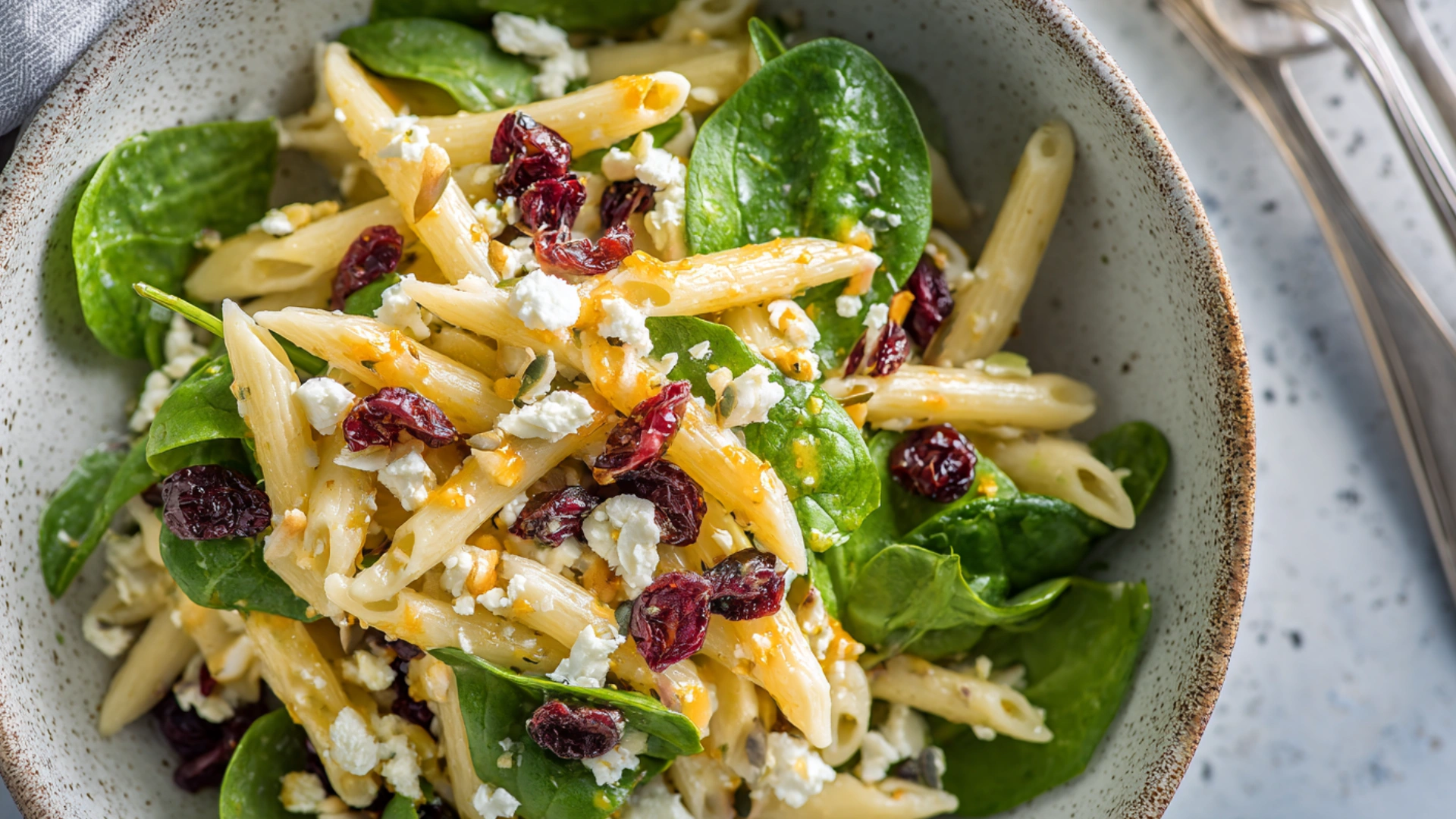Feta & Cranberry Penne Salad: 5-Step Flavorful Recipe You’ll Love 3 Feta & Cranberry Penne Salad in rustic bowl with orange vinaigrette