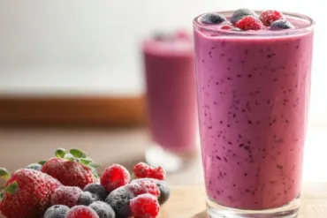 healthy mixed berry smoothie in a glass