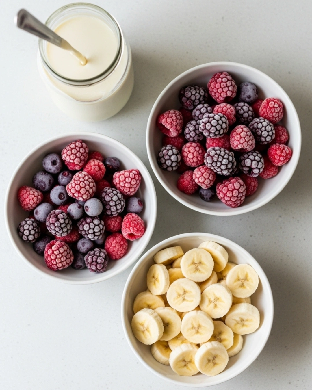 ingredients for healthy mixed berry smoothie