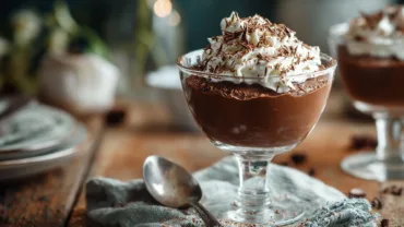 Homemade Chocolate Pudding with Whipped Cream