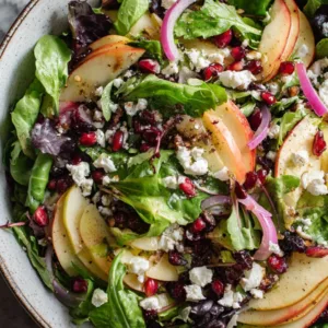 Honeycrisp Apple & Feta Salad in a wooden bowl