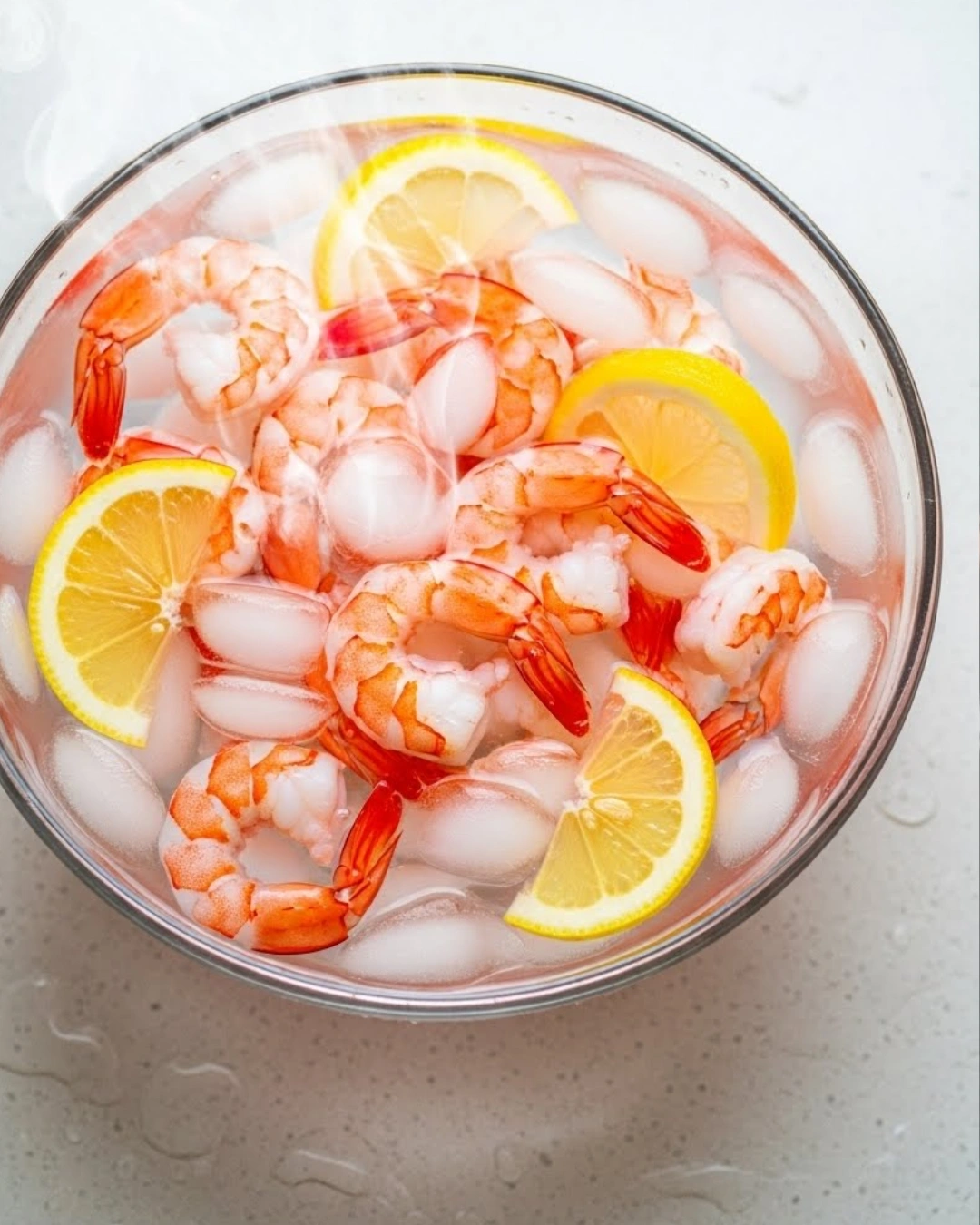Shrimp cooling in ice bath