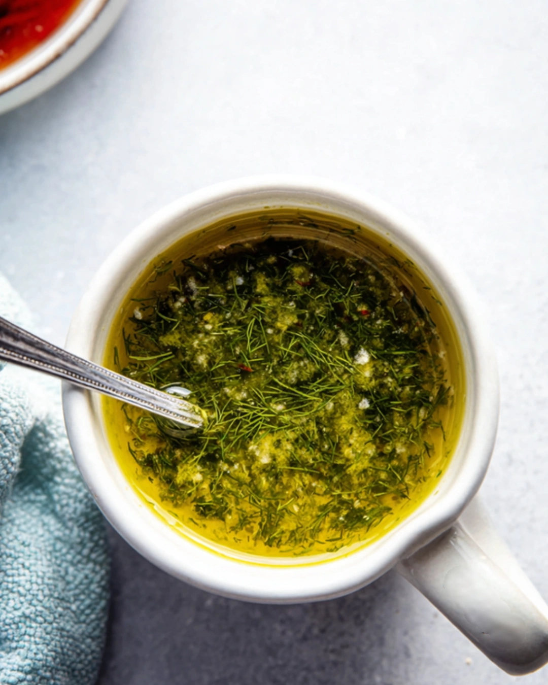 Lemon Dill Vinaigrette in Ceramic Cup