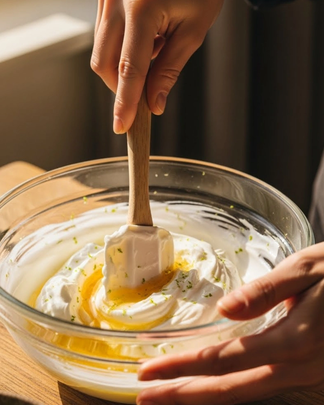 mixing greek yogurt and lime for high protein bark