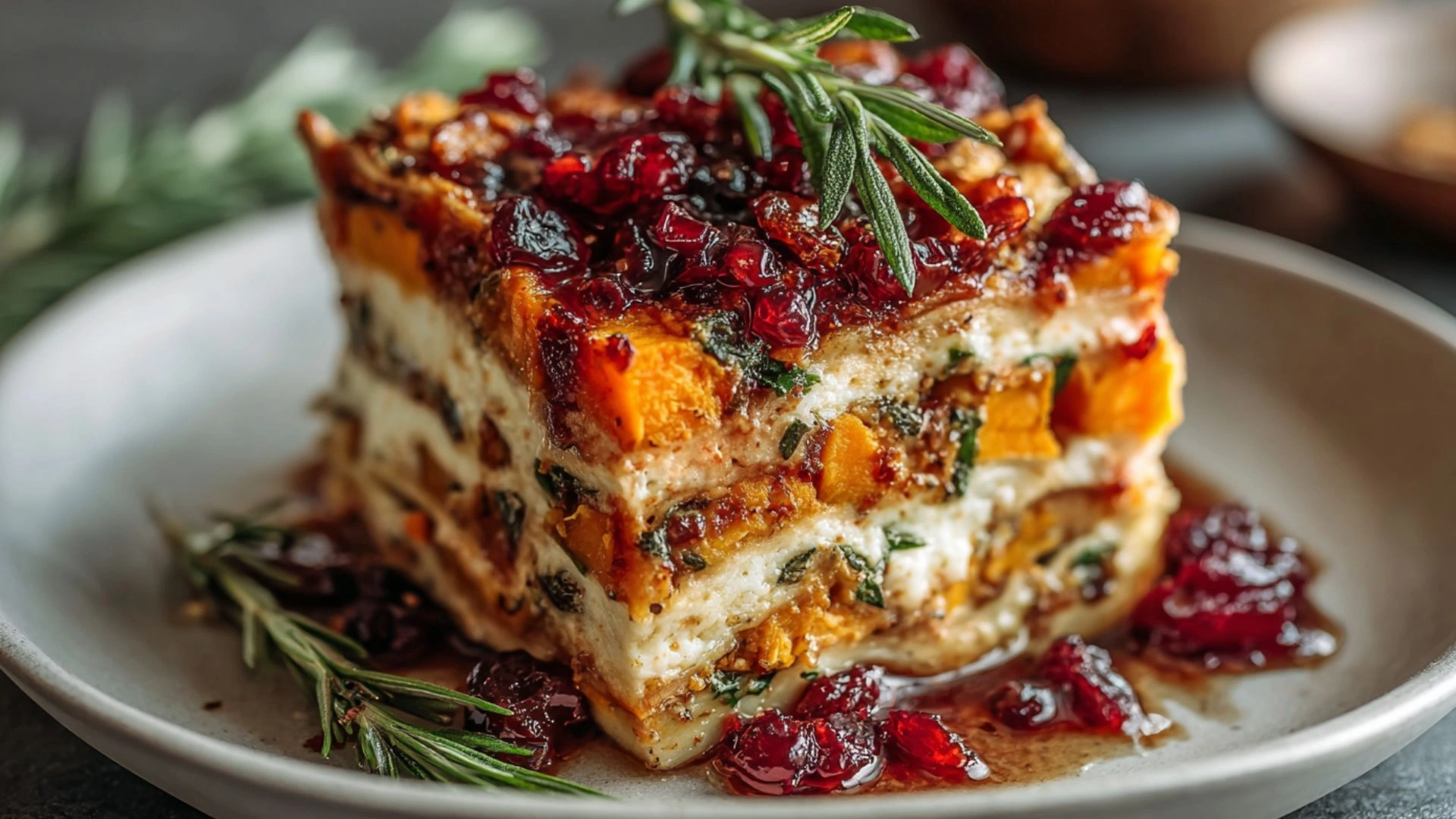 Vegetable Lasagna with Butternut Squash: 5 Ultimate Reasons You’ll Love This Cozy Classic 2 Modern vegetable lasagna with butternut squash and cranberry glaze on white plate