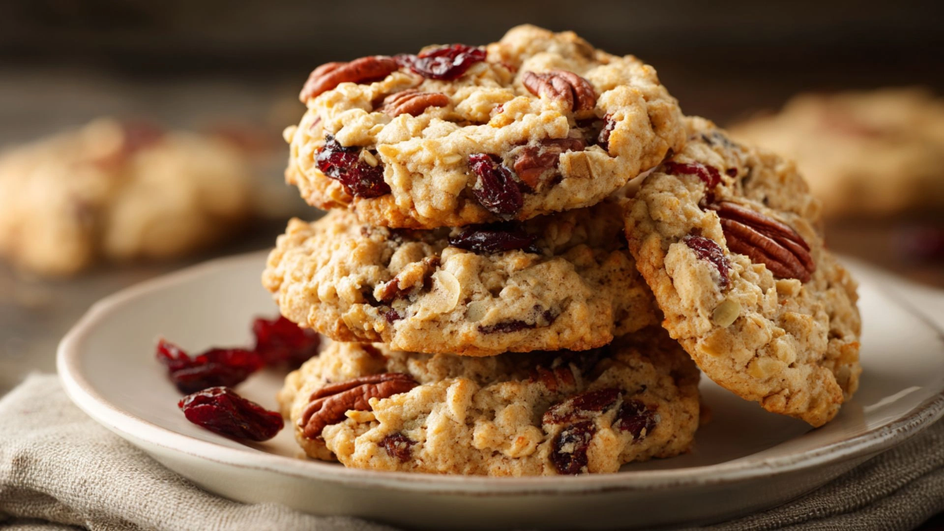 Oatmeal Cranberry Pecan Cookies: Simple 1 Recipe That Works 2 oatmeal cranberry pecan cookies on plate