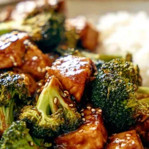 Chinese Chicken and Broccoli Recipe served with jasmine rice in a cozy, modern kitchen setting