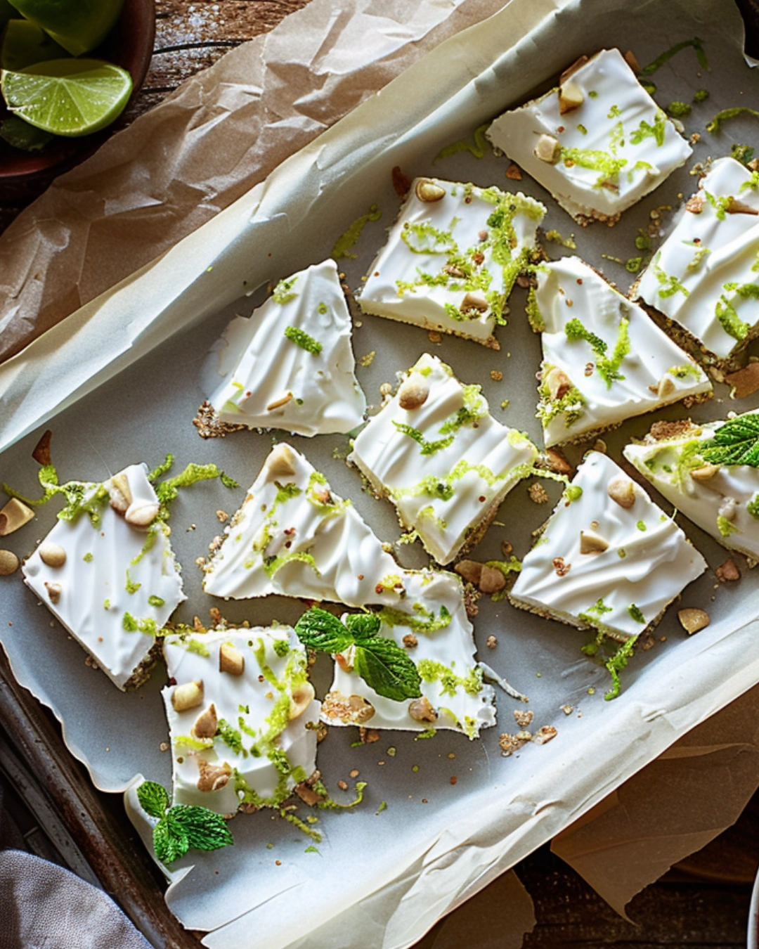 serving frozen high protein key lime pie yogurt bark
