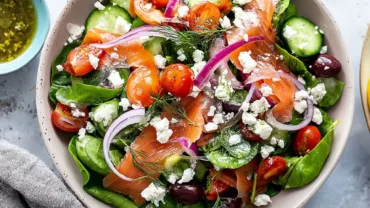 Smoked Salmon Salad with Fresh Greens and Lemon
