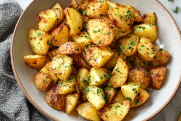 Crispy golden air fryer breakfast potatoes in bowl