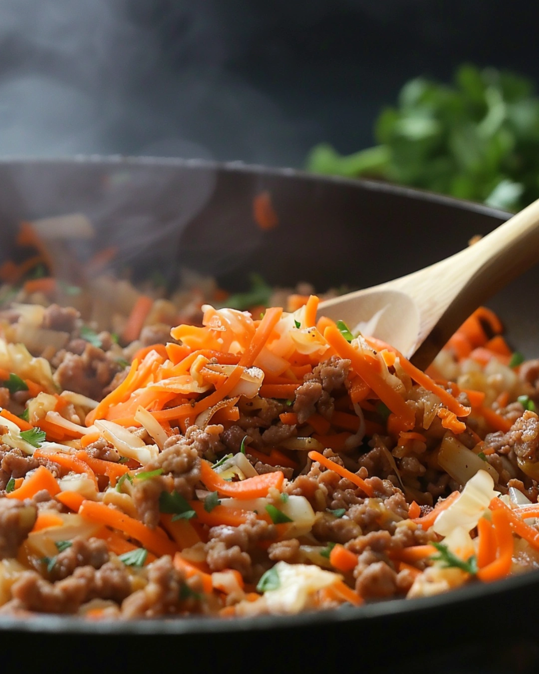 Ground beef filling cooking for Air Fryer Egg Rolls