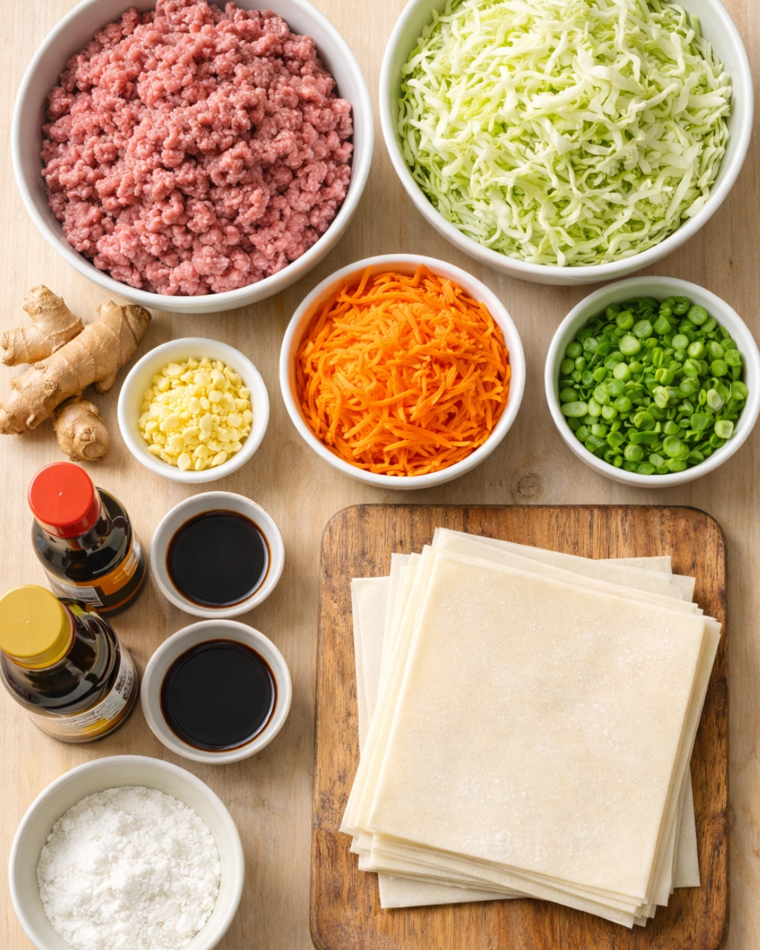 Ingredients for ground beef Air Fryer Egg Rolls